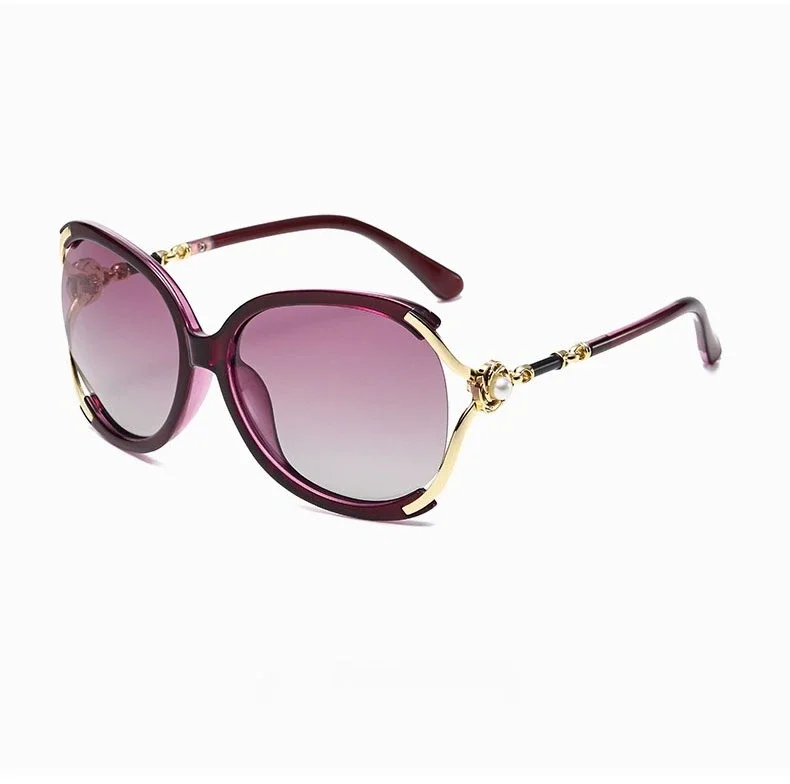 Personalisierte Sonnenbrille mit großem Rahmen, modische Damen-Sonnenbrille mit Perlendekoration, UV-beständige Brille – Detail 10