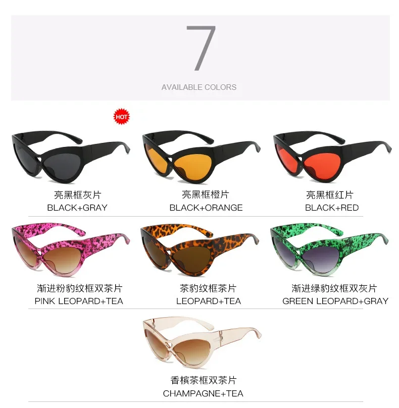 Mode Y2K Cat Eye Sonnenbrille Frauen Retro Große Schmetterling Form Hohl Brillen Shades UV400 Trend Breite Beine Männer Gläser – Detail 9
