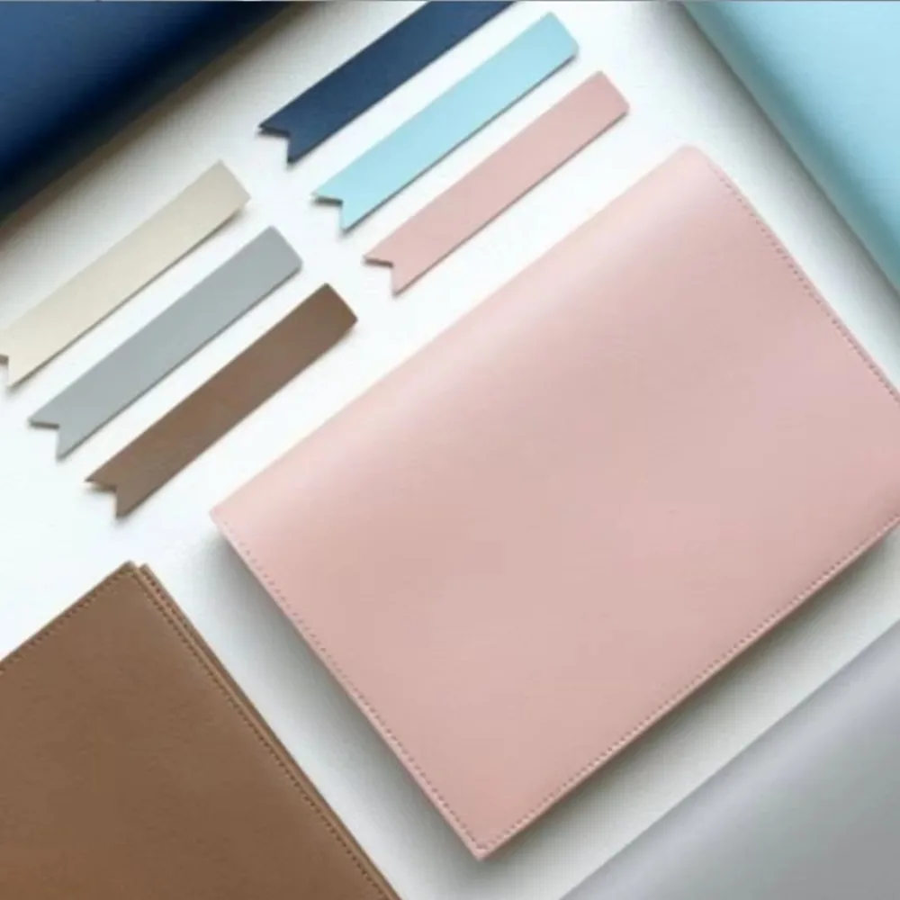 Picture 4: Korean Pu Leather Book Cover Solid Color No Bookmark Replaceable Cover Notebook Leather Cover Home Office Use