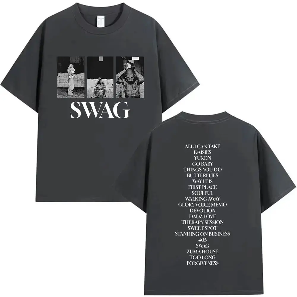 الهيب هوب موضة القطن قصير الأكمام جاستن بيبر SWAG ألبوم إطلاق الحصري 2025 الجرافيك تي شيرت الرجال النساء تي شيرت