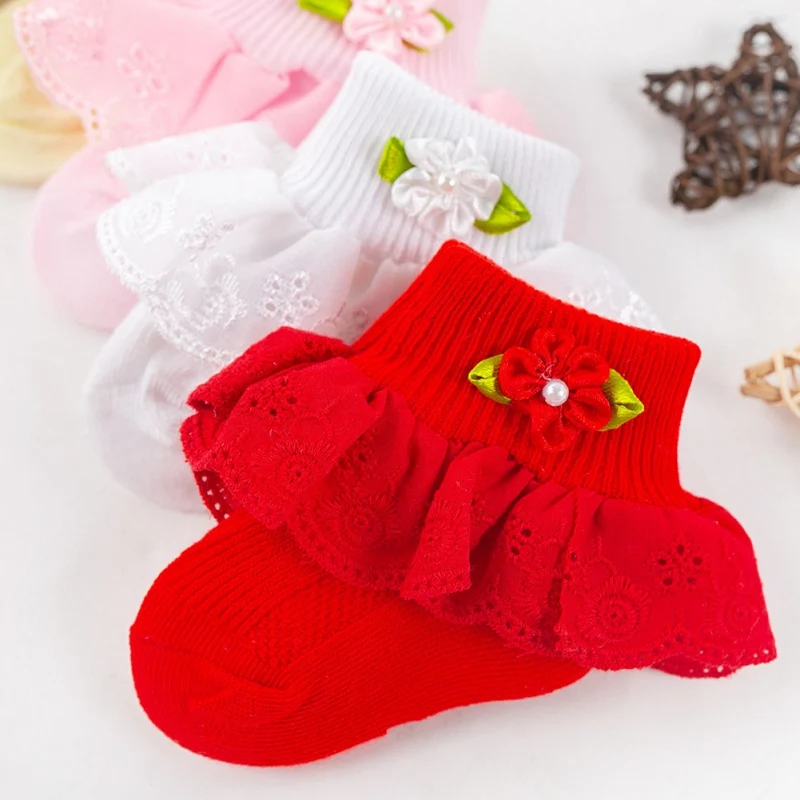 Bobora Bow Lace Baby Socks Newborn Cotton Braethable Floor Socks Cute Princess Style Toddler Short Socken