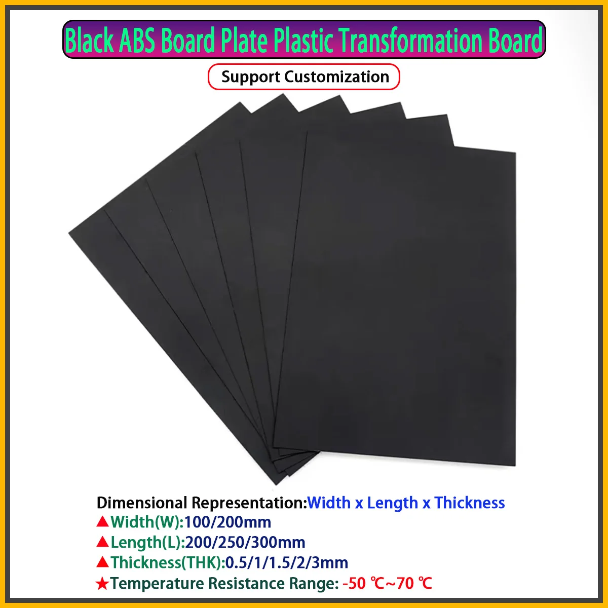 Black ABS Board Plate Plastic Transformation Board DIY Model Making Materials Construction Model Accessories Thk0.5/1/1.5/2/3mm