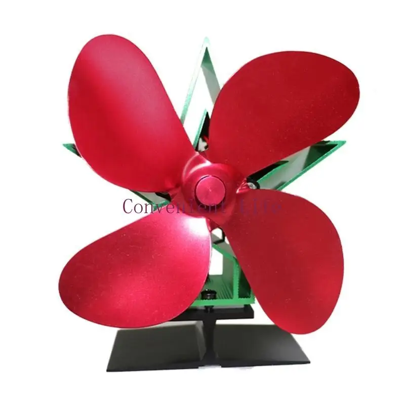 L1EE صديقة للبيئة مدفأة موقد مروحة 4 شفرات تعمل بالطاقة الحرارية مروحة هادئة فعالة للخشب سجل تدفق الهواء أكبر غرفة كبيرة #5