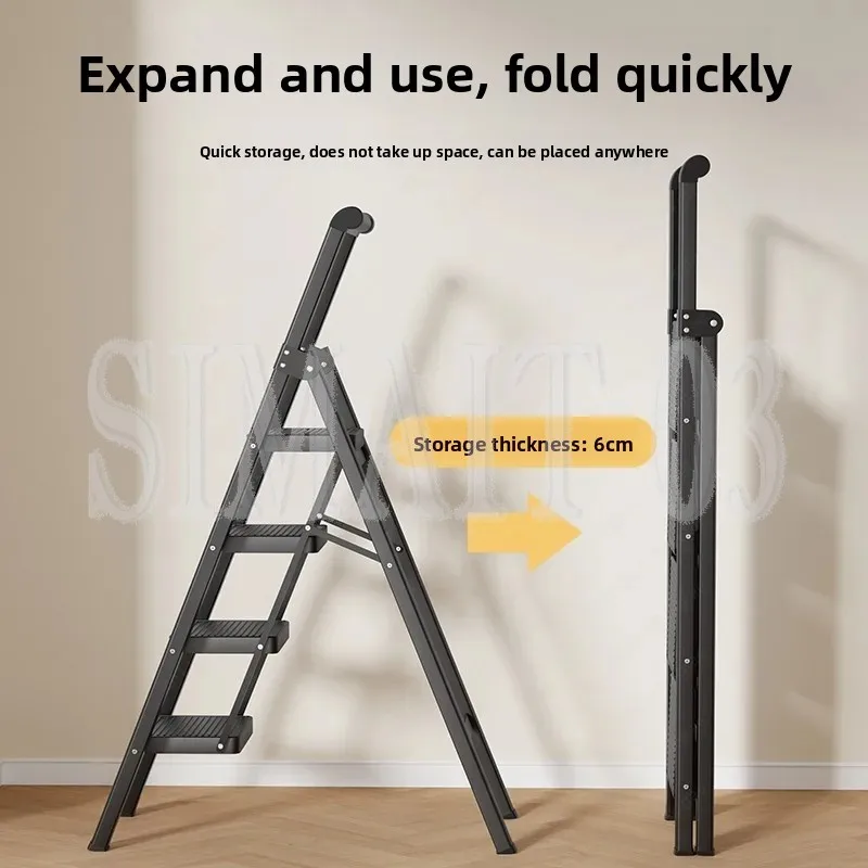 New Household Folding Telescopic Multi-Function Thickened Herringbone Ladder, 4/5 Steps Portable Step Ladder for Indoor Use