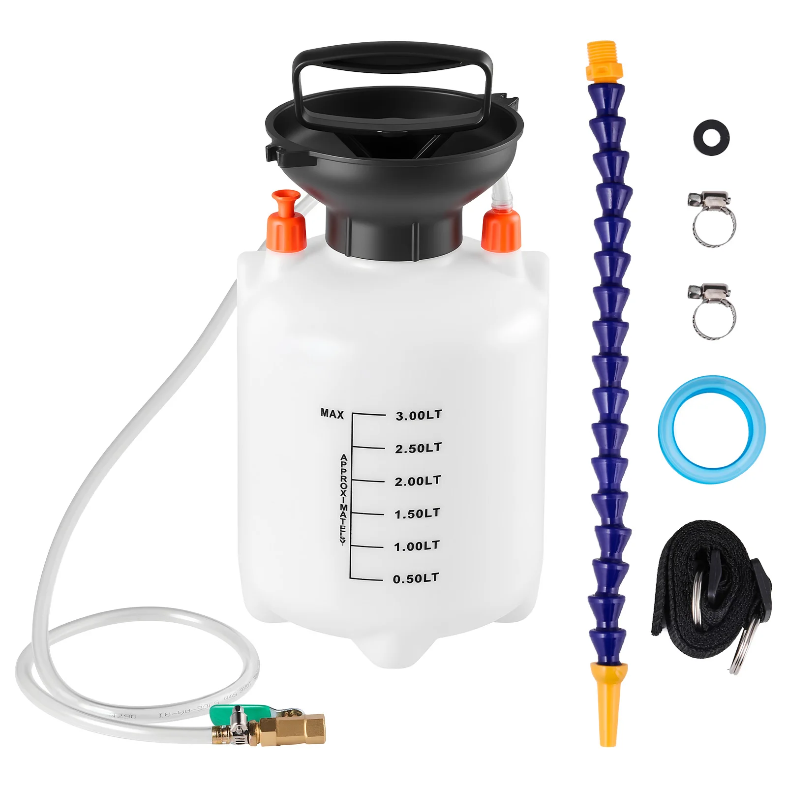 SucceBuy Pompa per Trasferimento Fluidi Manuale da 3L con Serbatoio in HDPE, Sistema di Riempimento Olio per Auto e Barche