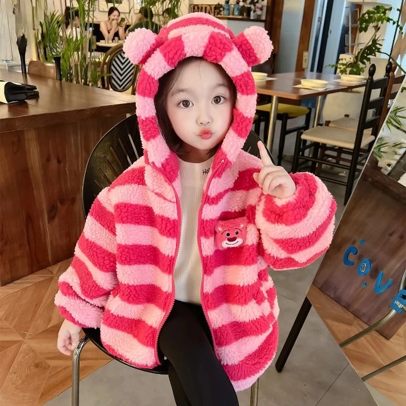 

Disney Girls' Sherpa Jacket 2025, Cozy Fleece-Lined Hooded Coat, Plush & Warm Winter Wear for Girls