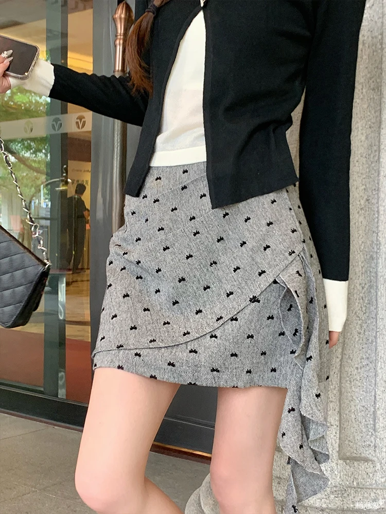 

Женская юбка-миди с узлом и сборками по бокам, асимметричная, приталенная, повседневная, из полиэстера, А-силуэт