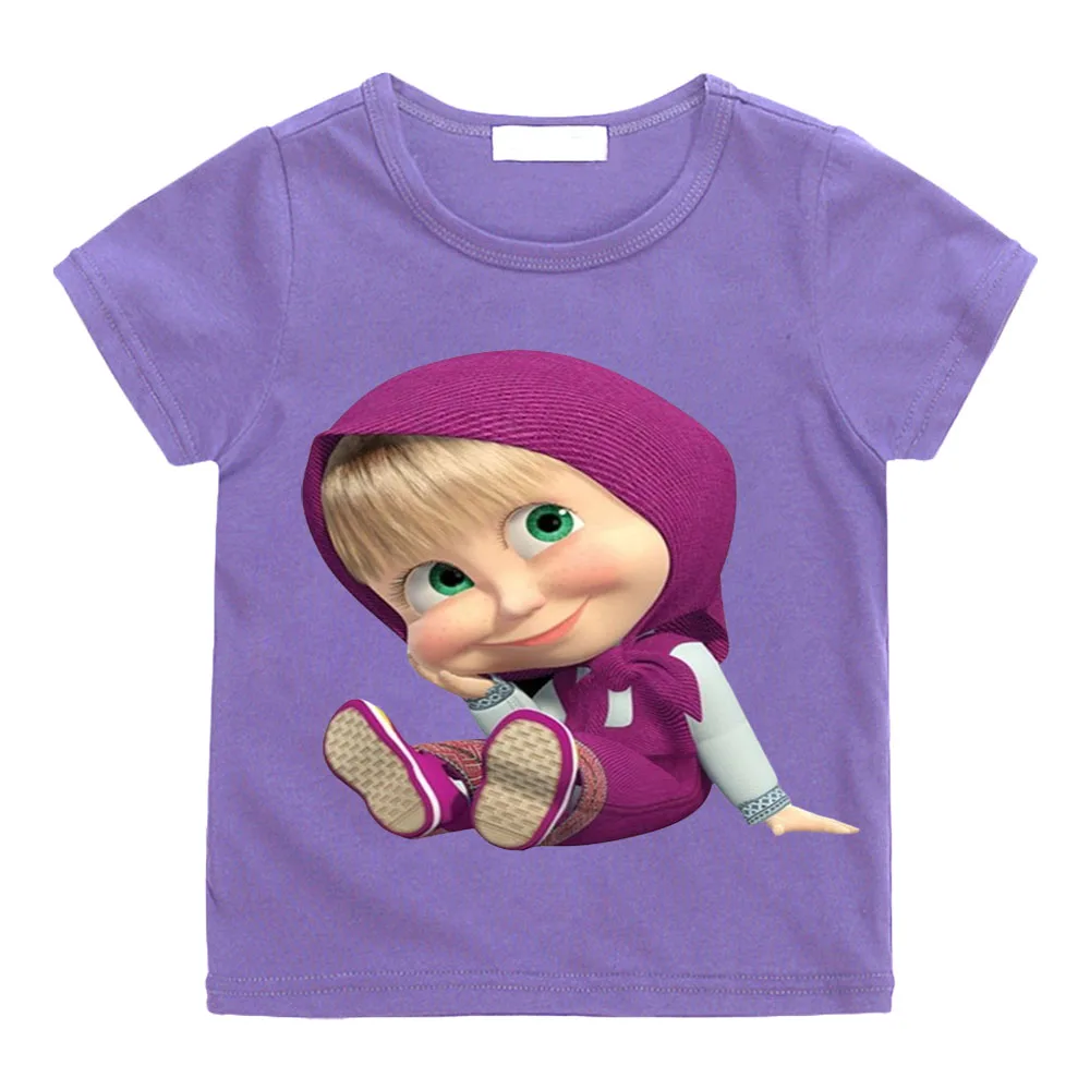 Anime Mashas Little Girls T Shirt Boys Funny Casual Clothes Baby Tops Children Summer Short Sleeve Cartoon Sudadera Tee-shirt