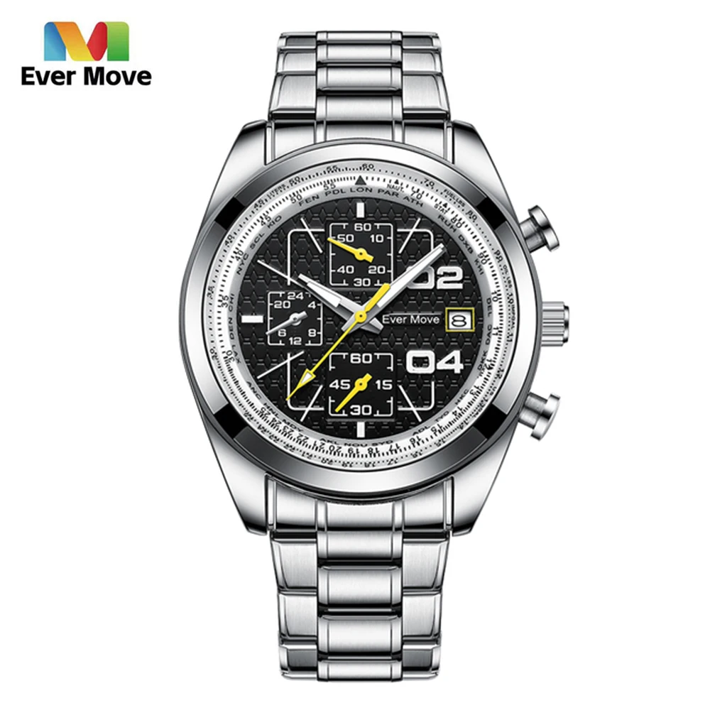 

Ever Move 2023 Quartz Watches Top Luxury Brand Waterproof Sport Stainless Steel Luminous Fashion Casual Gifts Male Wristwatch