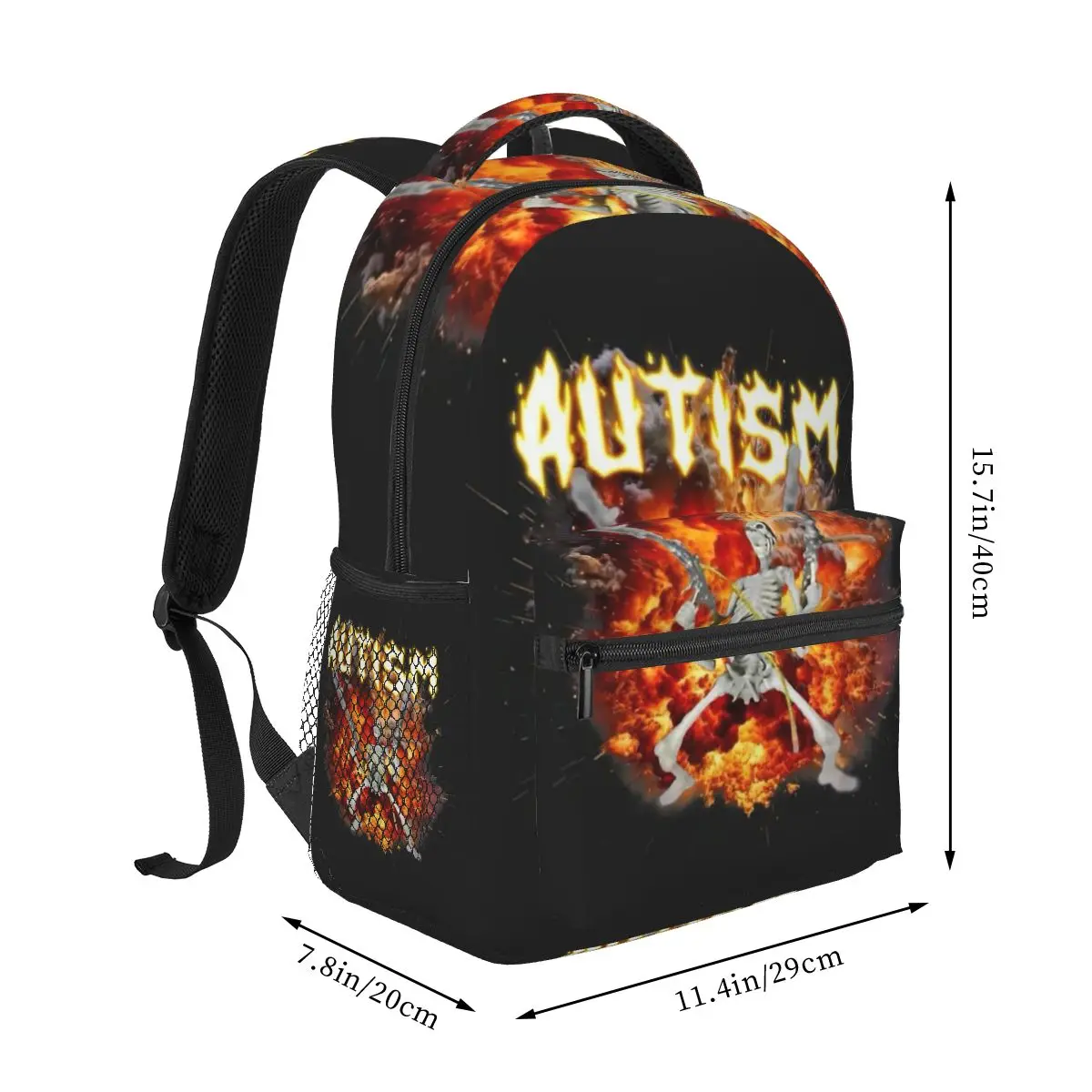 Autistic Skeleton Autism Meme Graphic Student Backpack School Bag Hiking Daypack for Men Women Fashion Bookbag Shoulder Bags