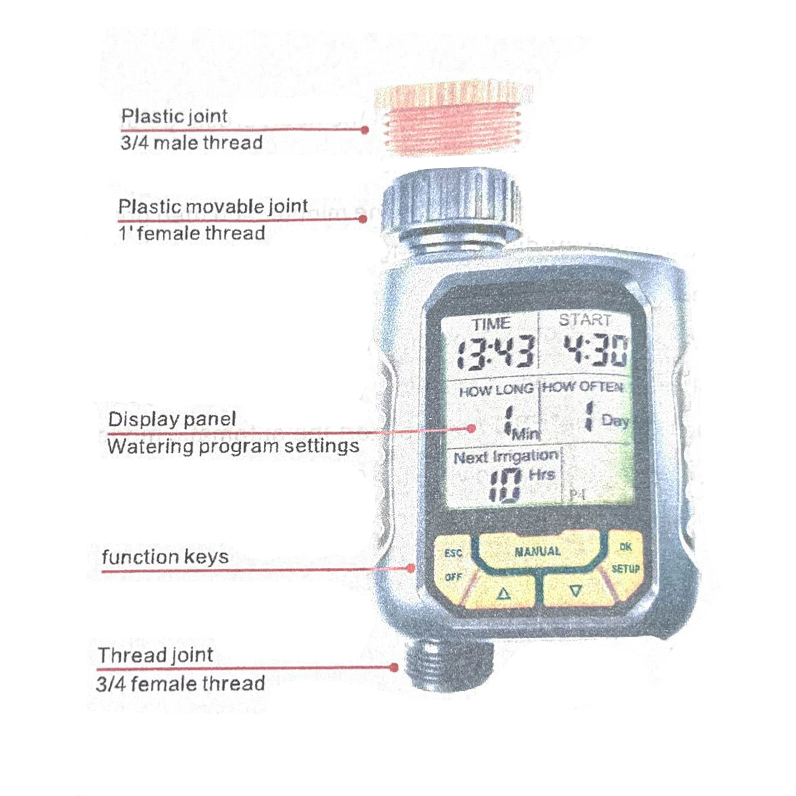 Garden Farm Yard Irrigation Equipment Controller Smart Electronic LCD Screen Sprinkler Timer