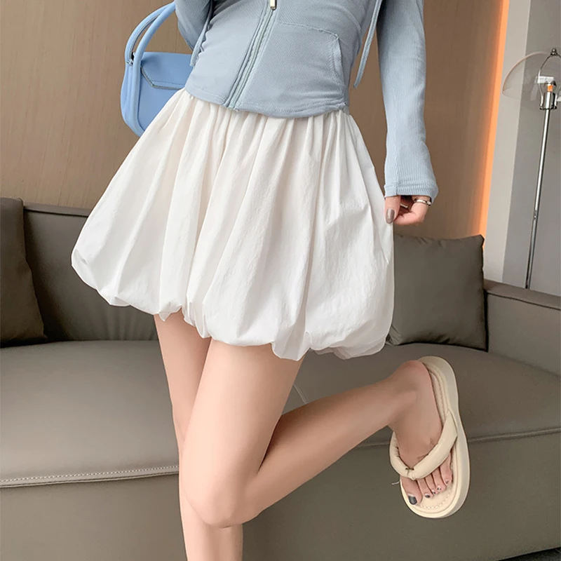 Korean Fashion Women Balloon Skirt Shorts Summer New High Waist Loose Wide Leg Three Points Pants Casual All-Match Slim Shorts