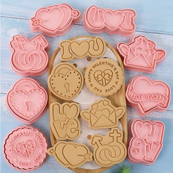 8pcs Valentines Day Cookie Mold Cookie Cutters Biscuit Baking Moulds Christmas New Year Party Wedding Cake Decorating Tool