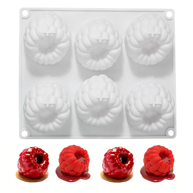 3D Raspberry Silicone Molds for Mousse Cake  6 12 35 Cavity Fruit Pudding Raspberry Mold for Baking Pastry Ice Cream Cake Decor