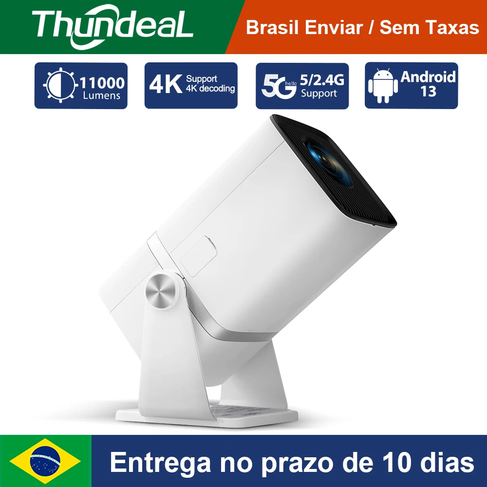 Projetores no brasil Projetor inteligente ThundeaL Suporte 4K Full HD FHD TD80W com Android WiFi 3D para cinema em casa mini projetor de imagem portátil TD80 para apresentações e visualização de vídeos em 3D PK HY320