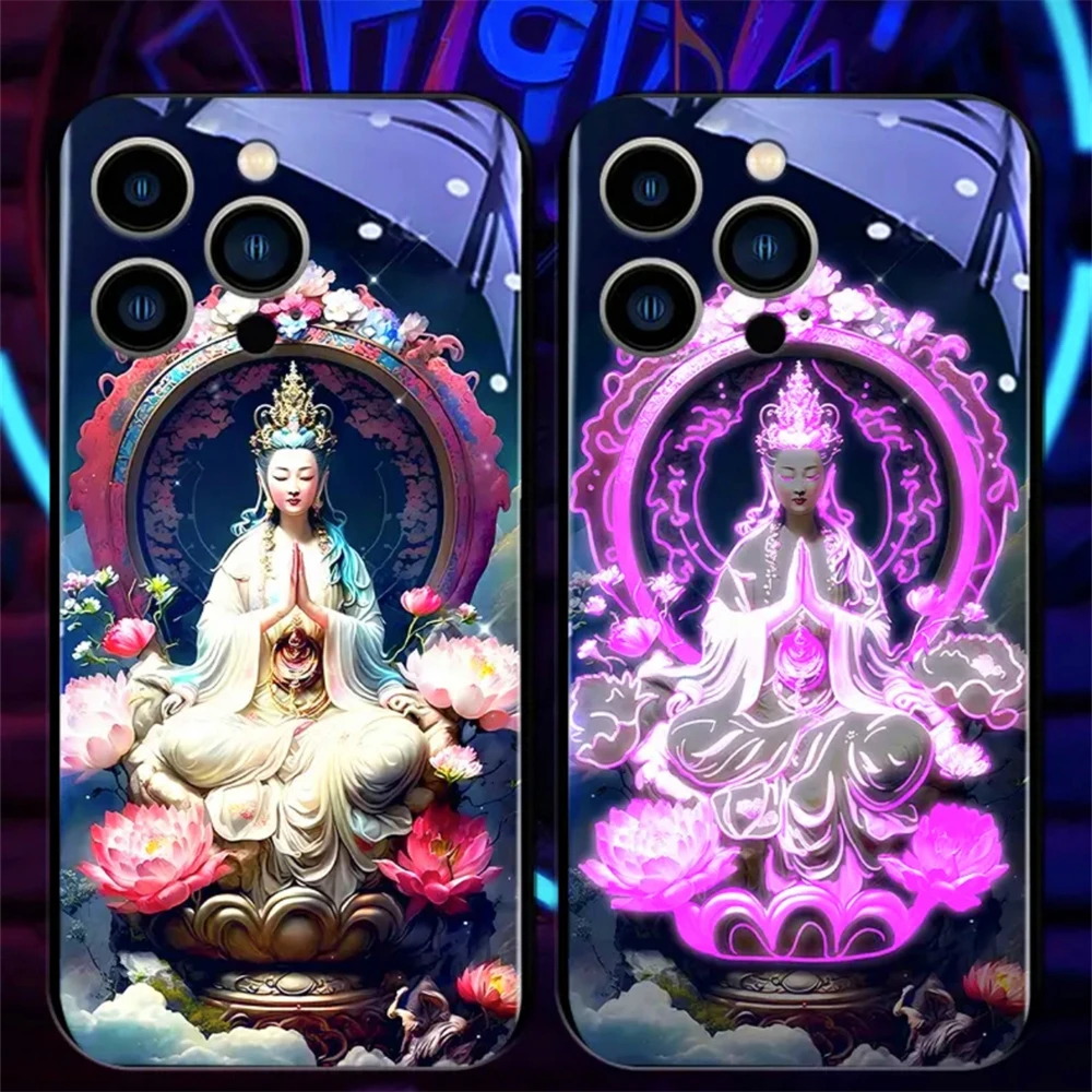 Buddhaland Gleams Design Schallgesteuerte LED-Blitzhüllen Leuchtende Glasabdeckung für Samsung S26 S25 S24 S23 S22 S21 FE Plus Ultra – Detail 27