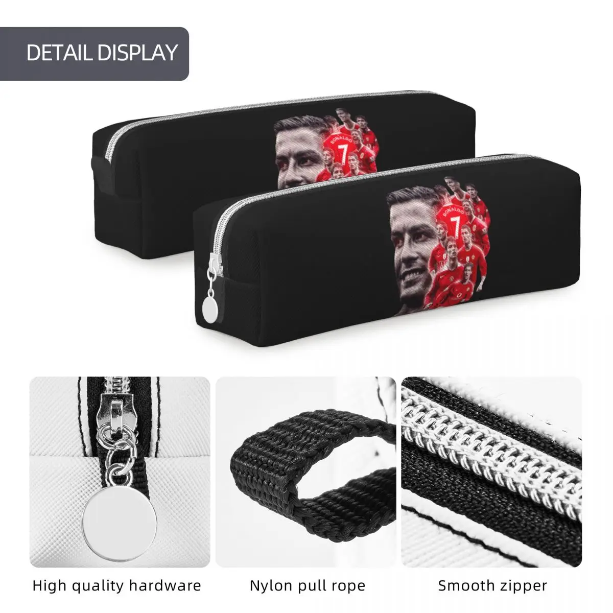 Fashion Football Pencil Case R-Ronaldos Signature Classic Cool Back To School Pencil Cases Square Boy Girl Kawaii Big Pencil Bag