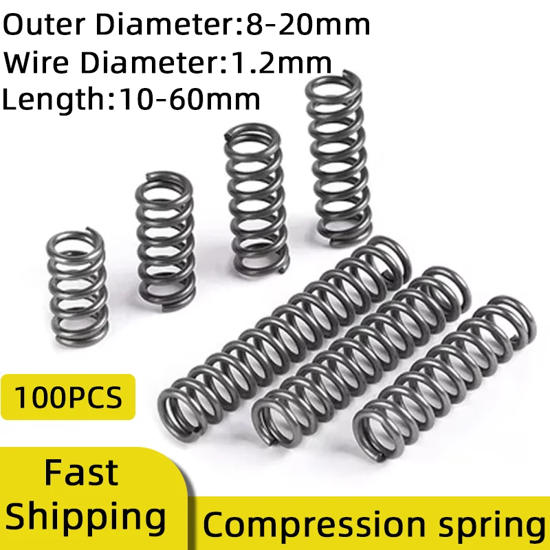 100PCS Universal Compression Spring Corrosion Resistant Springs  OD 8-20mm L 10mm to 60mm Surgical Tools&Electronics Repair