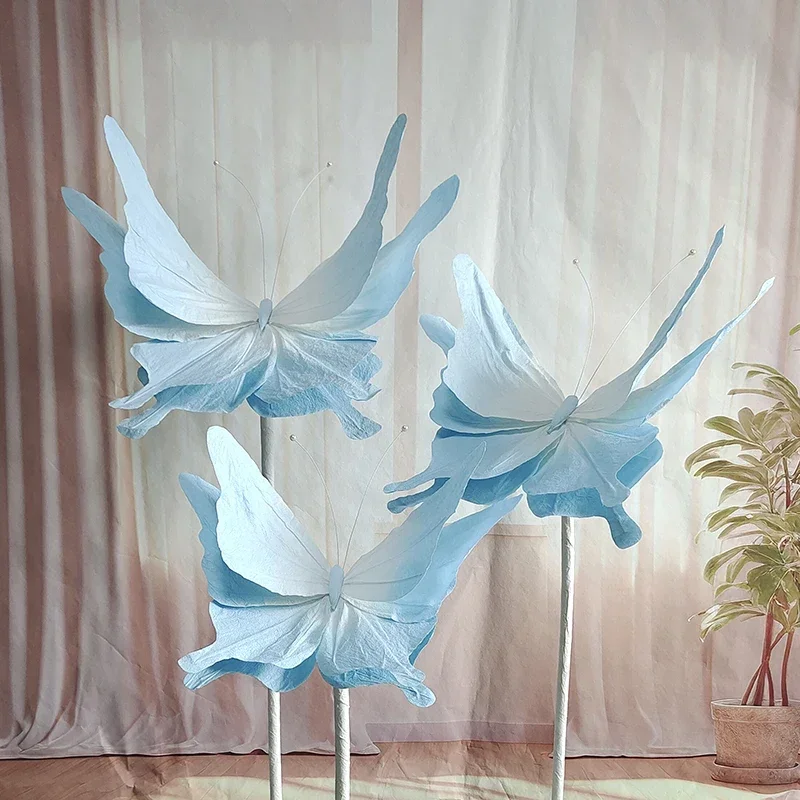 Artificial Giant Butterfly Paper Flower Wedding Decor Road Guide Birthday Party Event Backdrop Decor Window Layout Butterflies view 5