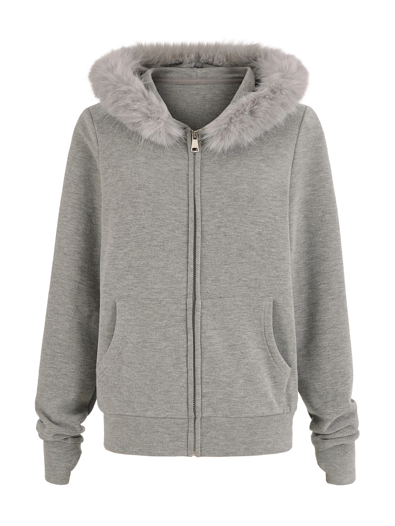 Felpa con cappuccio casual retrò americana da donna cappotto cardigan aperto con cerniera dimagrante allentata collo in pelliccia staccabile lungo Sve