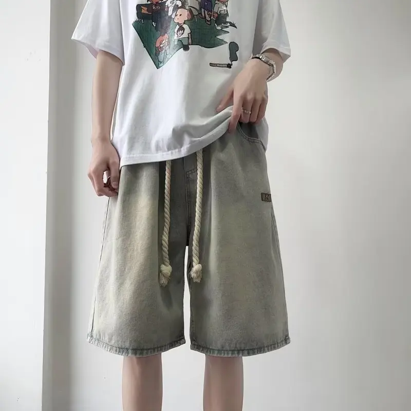 

Summer Thin Casual Men's Denim orts Trendy Loose Straight Leg Jeans Youth Wear Comfortable Lightweight Wear Resistant