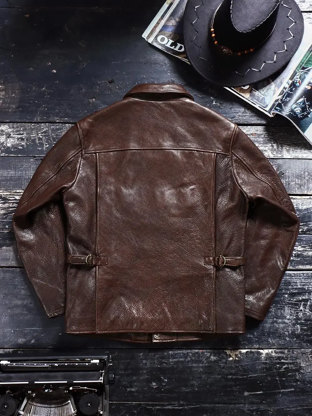 Blunt Razor American Vintage 1.3mm Uncoated Water Dyed Vegetable Tanned Cowhide Men's Leather Jacket