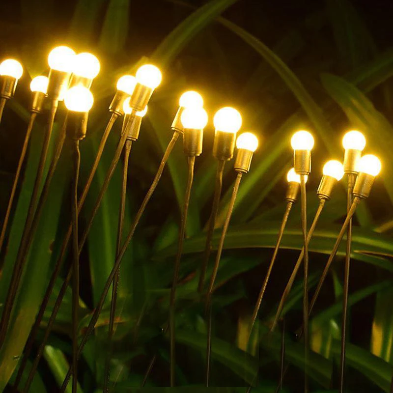 firefly solar jardim luz ao ar livre impermeavel balancando quintal patio caminho decoracao fogo de artificio led 10 led 01