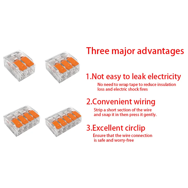 Transparent One in many out Quick wire Connector Universal cable wiring Terminal Block mini Push-in Home Junction box LED Light