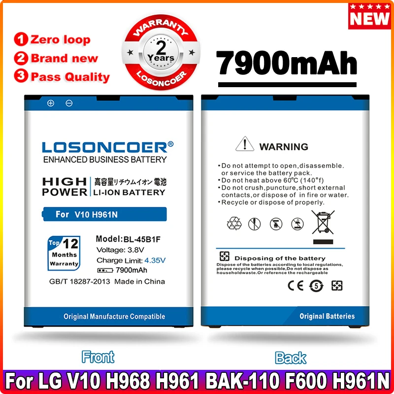 Top 7900mAh BL-45B1F Battery For LG V10 Battery H961N F600 H900 H901 VS990 H968 H960 V10 K520 BL-44E1F For LG V20 F800 H990 H990