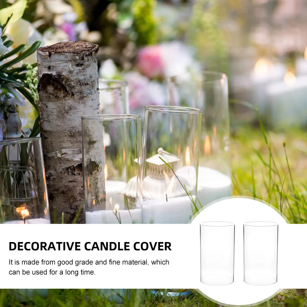 2Pcs Transparent Glass Cloche Holders Desktop Decorative Cover Elegant Style for Home Office Party Wedding Accessories