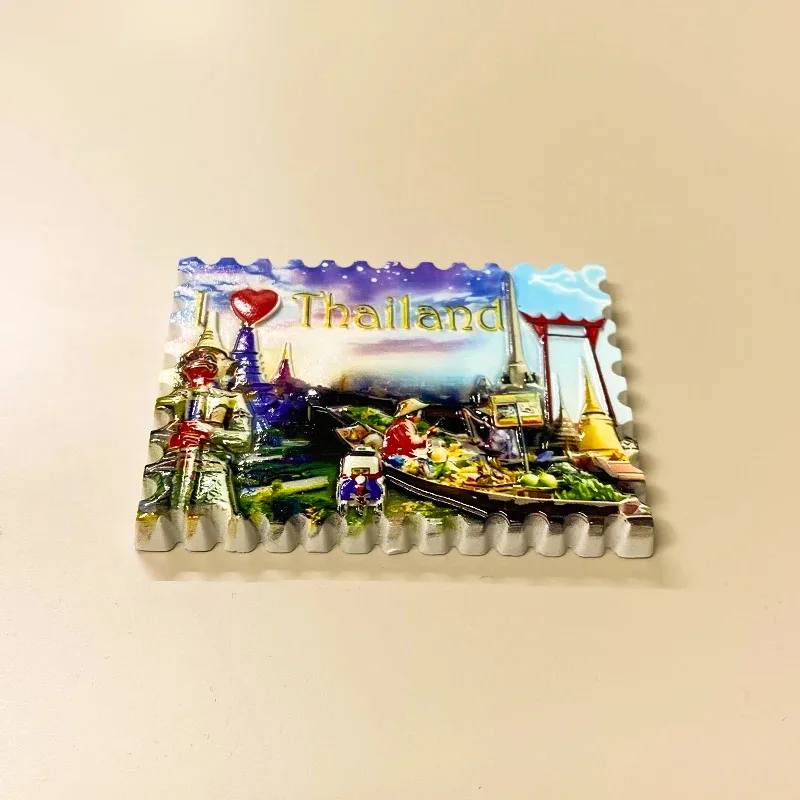1pc, 3D Resin Magnetic Refrigerator Bangkok Chao Phraya River Refrigerator Magnetic Poster Thailand Travel Souvenir Home Dec