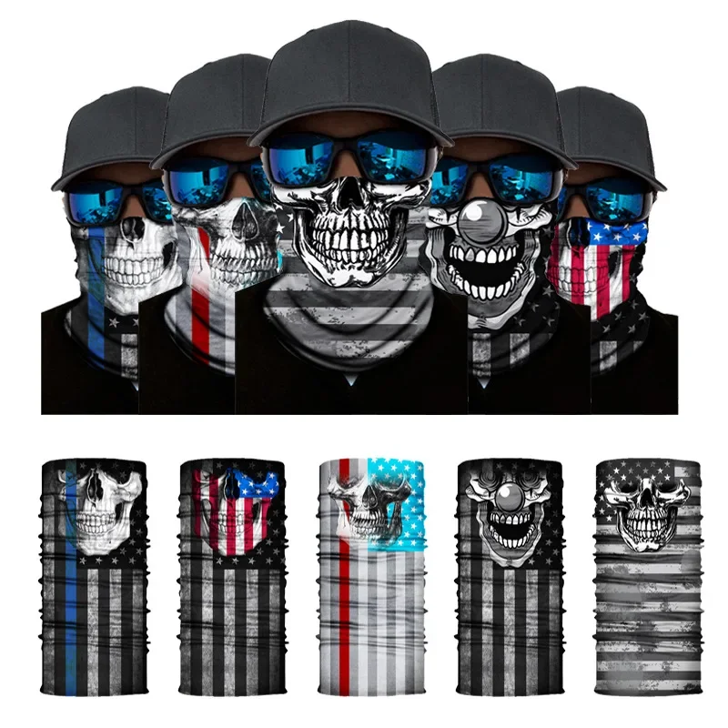 New 2024 Skull Half Face Series Autumn and Winter Mask Children's Protective Head Scarf Warm Sports Riding Elastic