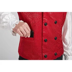 Cosplay Gothic Victorian Waistcoat for Men  Steampunk Style Vest  Unique Decorative Pattern  Red/Black/White  S 3XL