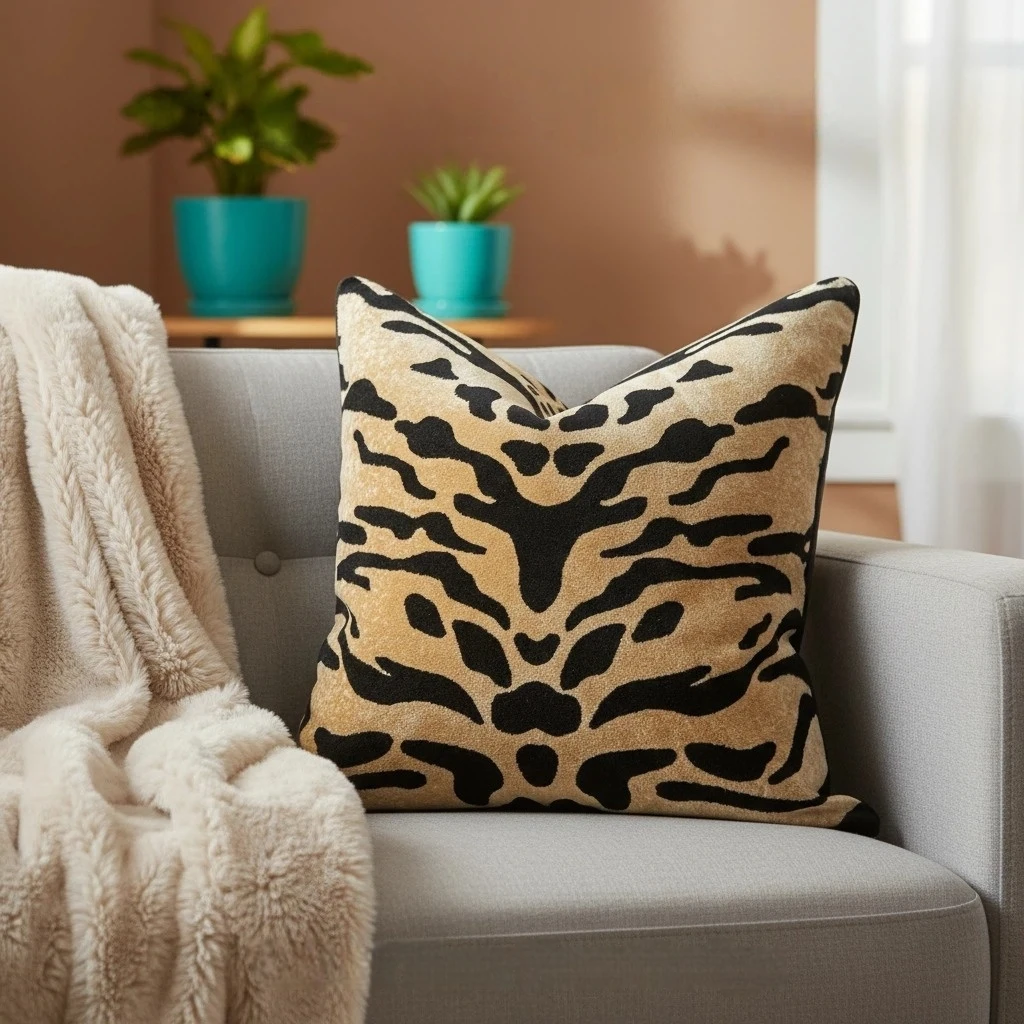 1pc Decorative Pillow Cover Luxury Thickening Tiger Leopard Pattern Fashion Pillowcase 30x50 45x45 50x50 High-End Cushion Cover