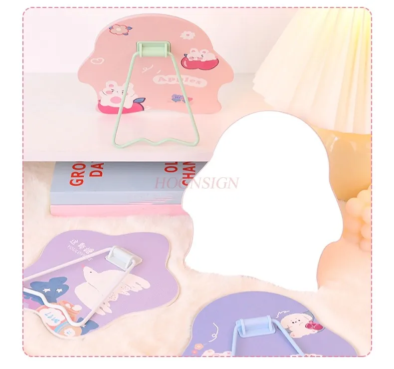 Unregelmäßiger Spiegel, niedlicher kreativer Schlafsaal, tragbarer Klapptisch aus Glas, Make-up-Spiegel für den Haushalt