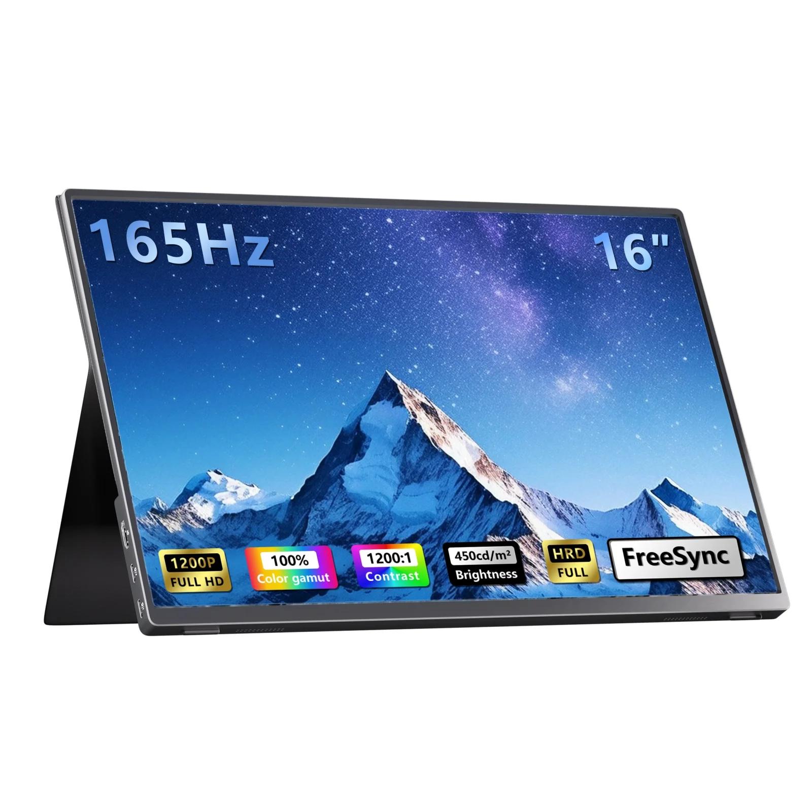 Портативный монитор 16 дюймов, 165 Гц, 1920*1200, 16:10 100%sRGB, 500Cd/m2, TFT-дисплей для путешествий, переключатель для ноутбука, PS4, PS5 Xbox