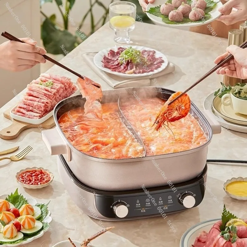 Mandarin duck electric hot pot, multi-functional split electric cooking pot