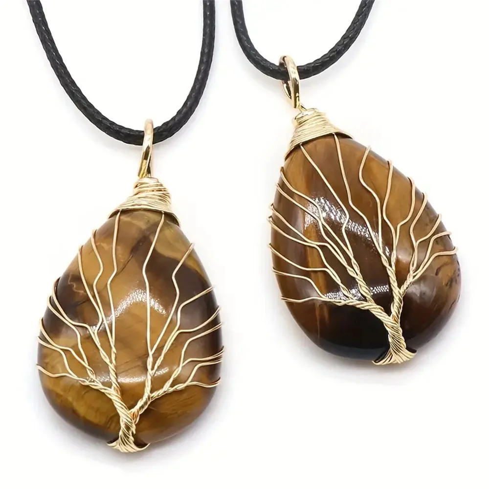 Natural Agate Crystal Pendant Necklace Raw Stone Freeform Banded Agate Healing Gemstone Jewelry for Women