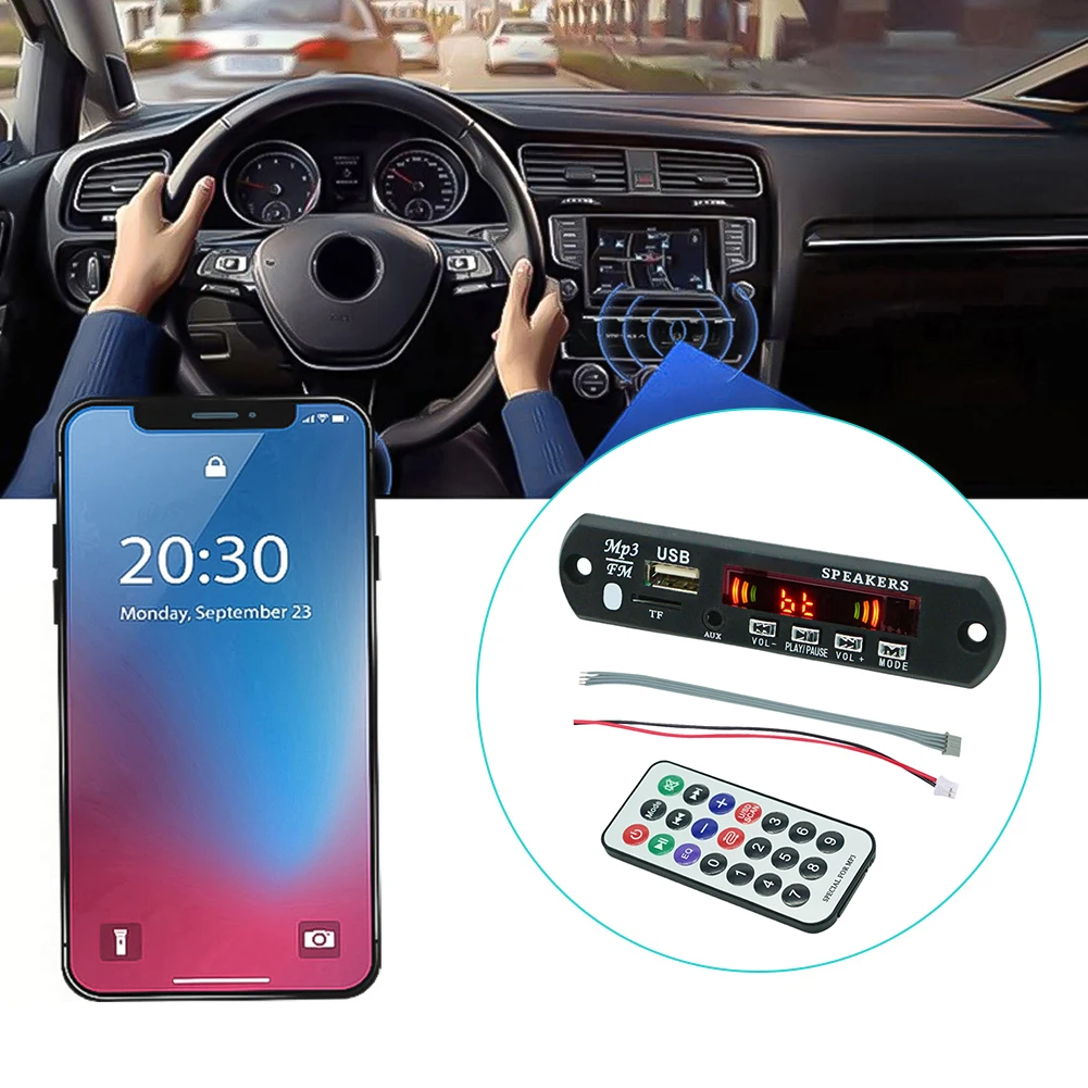 Carte décodeur audio MP3 WMA pour voiture, carte TF USB, technologie radio FM, télécommande sans fil, Bluetooth 5.0, 5V, 12V