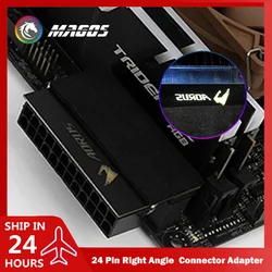 PC M/B ATX PSU 24 Pin Right Angle 90 Degree Adapter 5V/12V RGB SYNC Light-Emitting Turning Converter 24P AORUS/ROG/MSI Logos