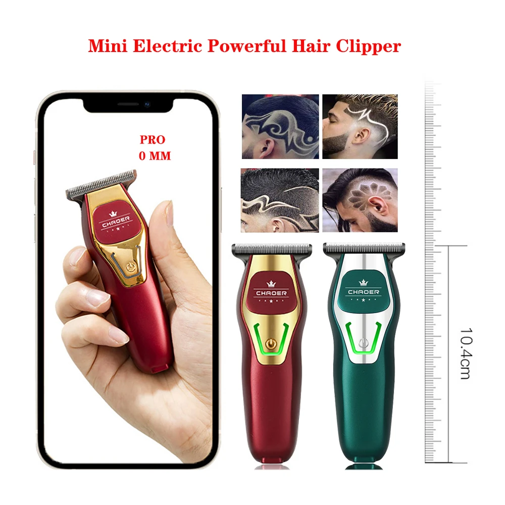 

Zero Gapped Close Cutting T-blade Trimmer Hair Balding Clipper Red Mini Small Less Noise USB Cordless 0MM Cutter Finishing Mower