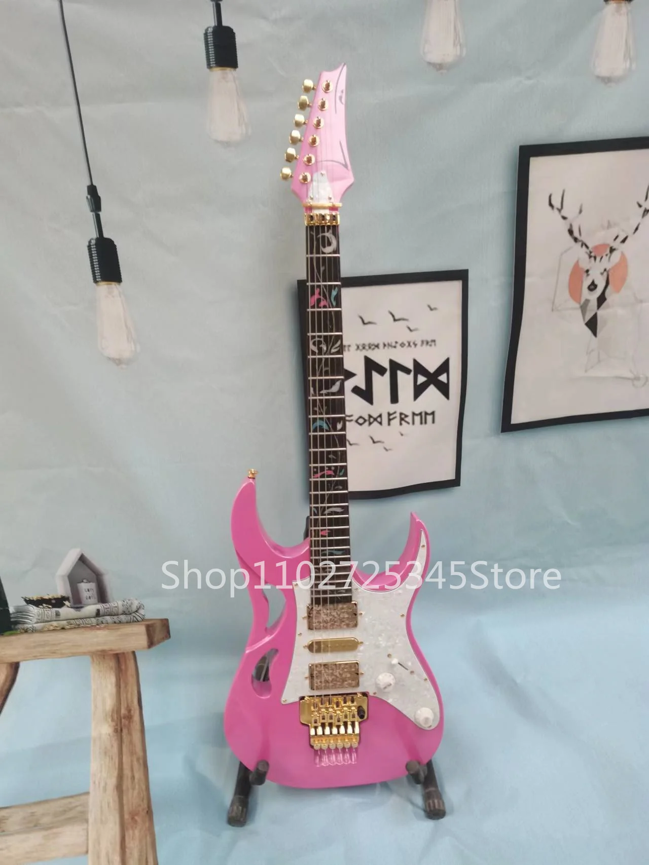 

6-string electric guitar, rosewood fingerboard, gold parts, customizable colors, including shipping costs