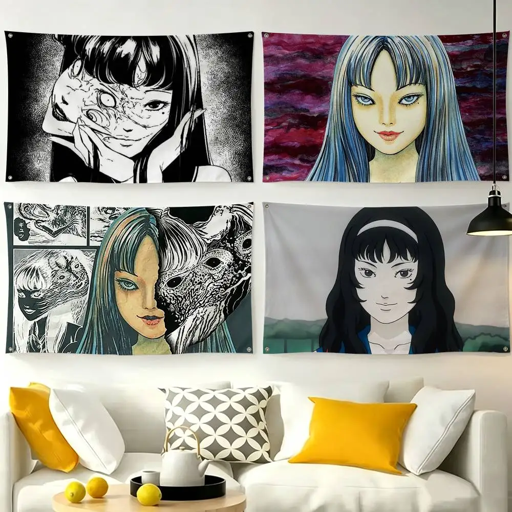 A-U-uzumaki Junji Ito Tomie  Flag Suitable For Party Club Outdoor Interior Wall Decoration Banner Fans Gift