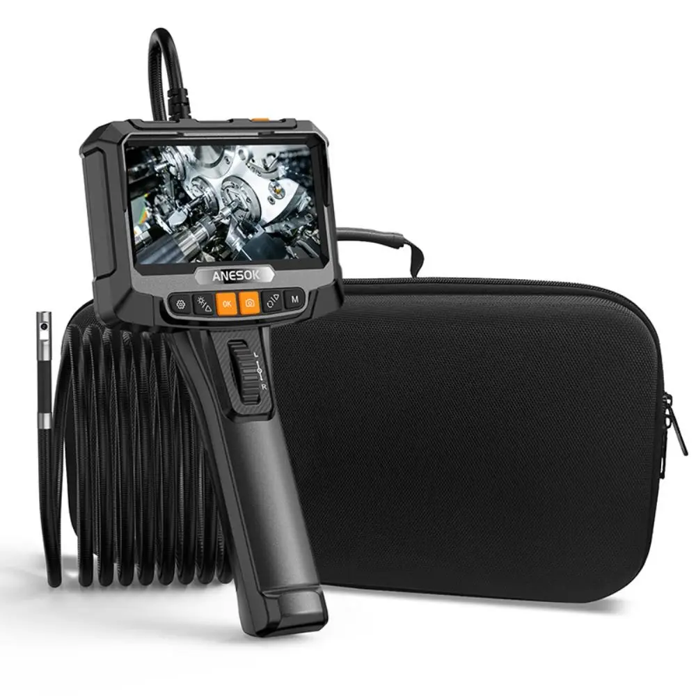 360° Steering Industrial Endoscope Camera IPS Screen Single&Dual Lens Inspection Borescope Tools IP67 Waterproof HD1080P