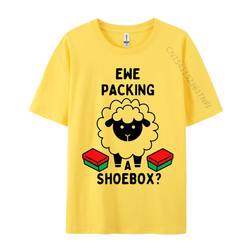 Ewe Packing A Shoebox Christmas Child Giving T-Shirts Latest Tops & Tees Cotton Men Holiday Youthful T Shirts