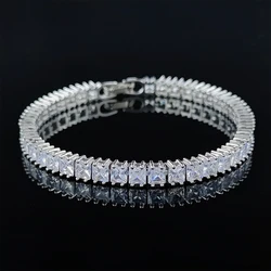 2024 New Luxury Princess Silver Color Bracelet Bangle on Hand for Women Anniversary Gift Jewelry Wholesale Moonso S5451