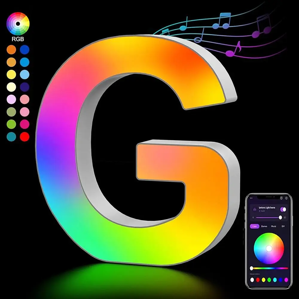 MeRGBW App Smart LED Letters Light Decorative USB Alphabet Light Plastic Multicolor Number Lamp Game