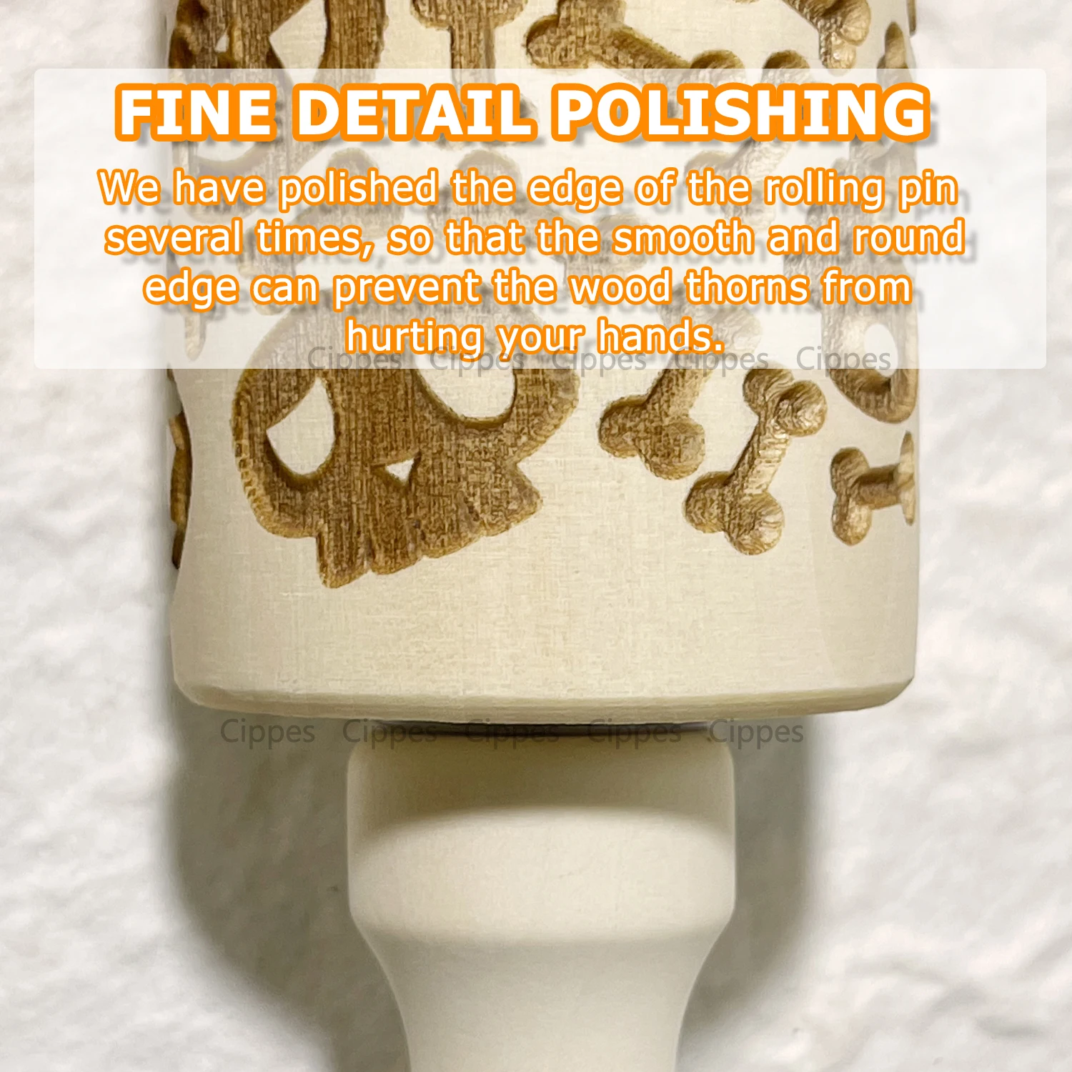 Halloween Rolling Pin with Pumpkin Skull Ghost, Wooden Embossed 3D Cookie Mold Laser Engraved DIY Baking Tools Dough Roller