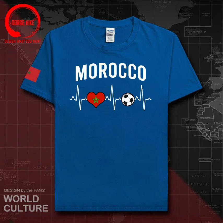 Heartbeat Morocco Country Flag T Shirt Homme 100% Cotton Moroccan Soccer Heart Family Tee Top O-Neck Summer Football Shirt Merch