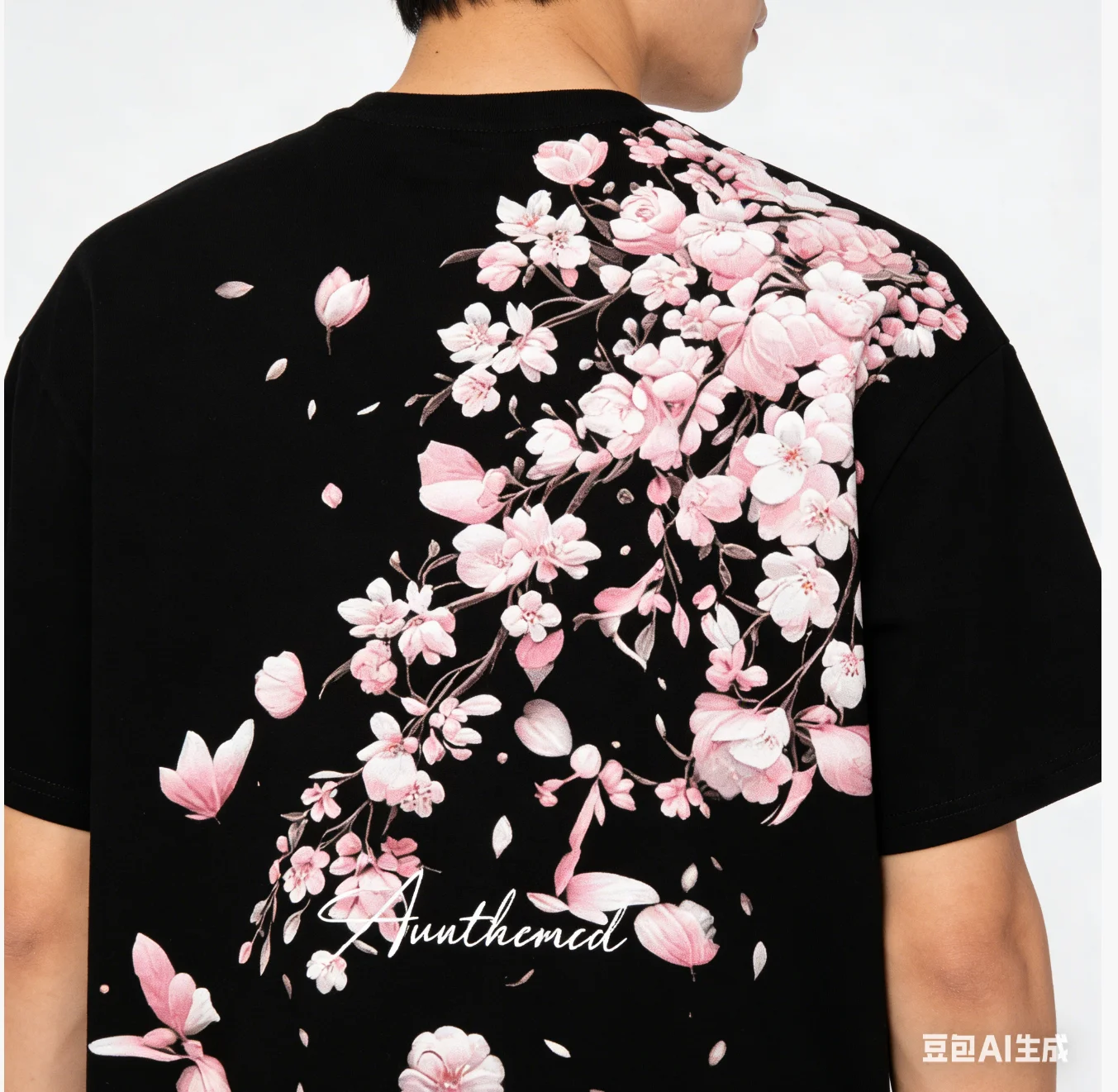 Japanese Cherry Blossom Print T-Shirt - Pink Sakura Floral Graphic Tee, Premium Cotton Oversized Streetwear Top for Men Women